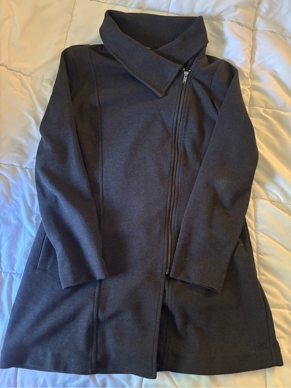 Banana Republic Women's Dark Charcoal Zip-Front Trench Coat